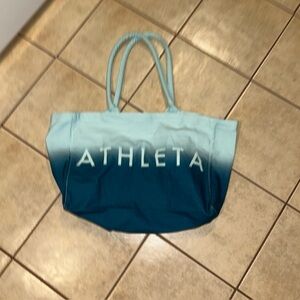 Athleta Tote Bag Womens Large Blue Ombre Beach Pool Travel Gym Shoulder Carryall
